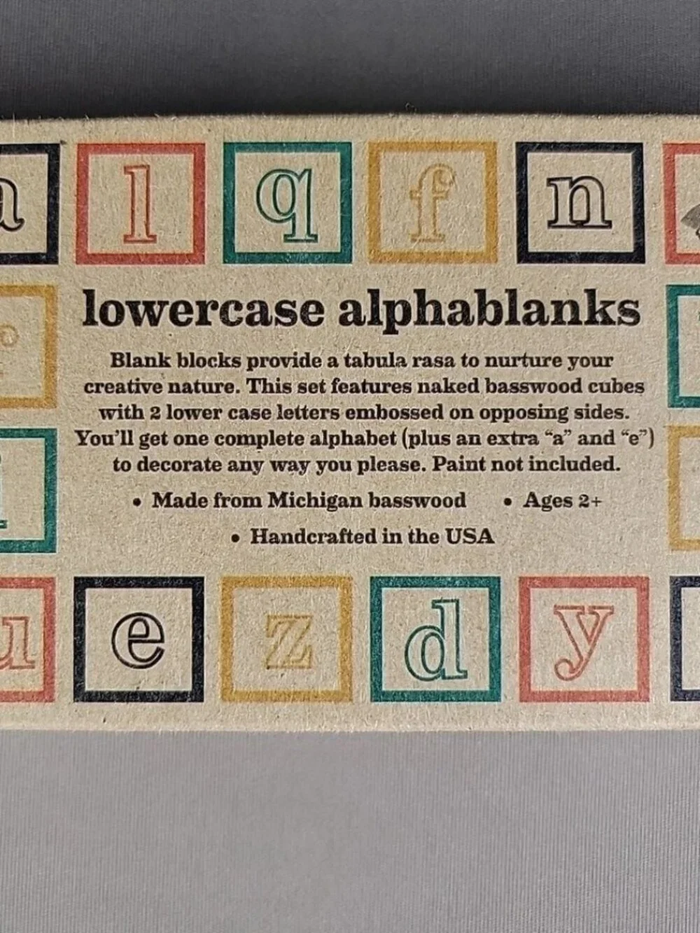 Uncle Goose lowercase alphablanks Blocks 14 Blocks Basswood Cubes, unpainted